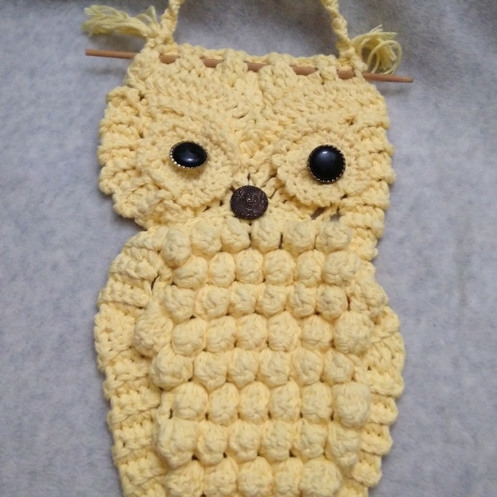 Wise owl handmade wall hanging